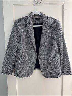 Ann Taylor Black and White Textured Blazer